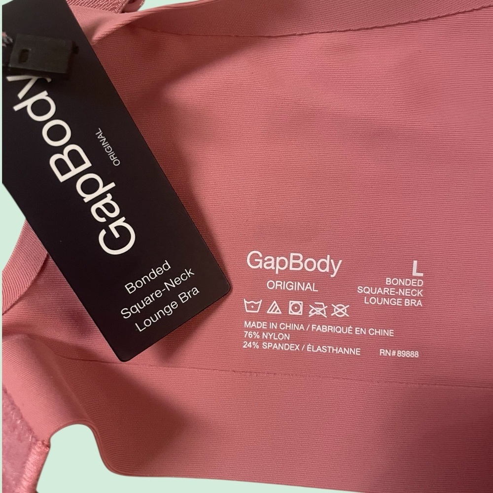 GapBody Bonded Square-Neck Seamless Lounge Bra. Wireless. Pink. Large. NWT. - Picture 5 of 11